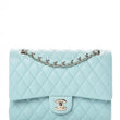 Chanel Medium Classic Handbag Pale Blue Gold-Tone Metal
