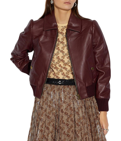 LEATHER TAILORED BOMBER JACKET