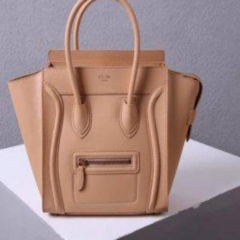 Celine Mini Luggage Handbag Drummed Calfskin Brown