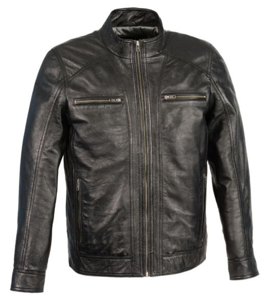 Leather Jacket with Front Zipper
