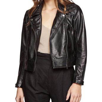 BLACK BIKER LEATHER JACKET