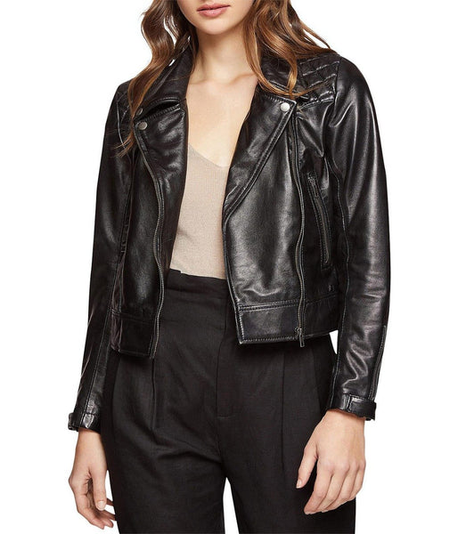 BLACK BIKER LEATHER JACKET