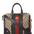 Gucci Boston Vintage Web Embroidered Bee Bag Dark Brown