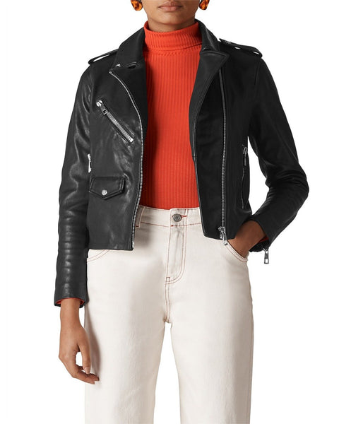 POCKET LEATHER BIKER JACKET
