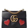 Gucci GG Marmont Leather Shoulder Bag Hearts Black