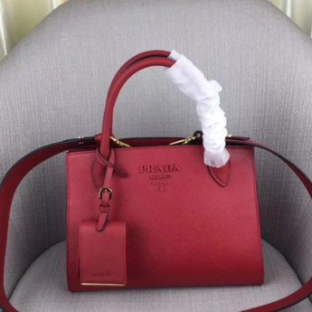 Prada Monochrome Saffiano Leather Bag Red