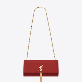 Saint Laurent Medium Kate Tassel Chain Bag Red Crocodile