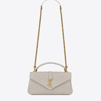 Saint Laurent Classic Medium College Monogram White Gold-Toned
