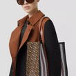 Burberry Small Monogram Stripe E-Canvas Tote Bag Brown