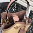 Prada Panier Medium Straw Bag Magnolia