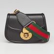 Gucci Crossbody Animalier Saddle Bag Black Leather