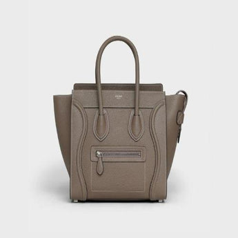 Micro Luggage Handbag In Drummed Calfskin Souris