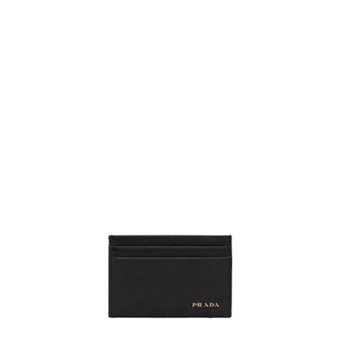 Prada Saffiano Leather Card Holder Metal Logo Black