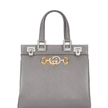 Gucci Zumi Grainy Leather Medium Top Handle Bag Dusty Gray