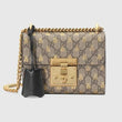 Gucci Padlock Small GG Bees Shoulder Bag Beige Ebony
