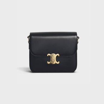 Celine Medium Triomphe Bag In Shiny Calfskin Black