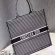 Dior Book Tote Bag In White and Black Embroidered Canvas Houndstooth Motif