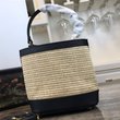 Prada Panier Medium Straw Bag Black