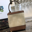 Prada Panier Medium Straw Bag Dark Brown