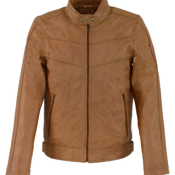 Up Collar Leather Jacket