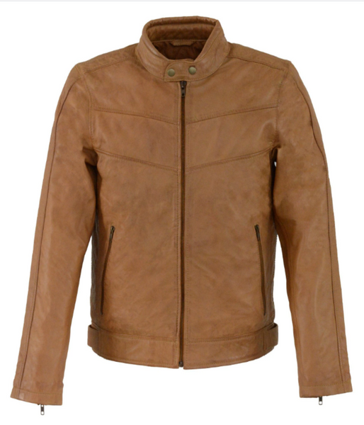 Up Collar Leather Jacket