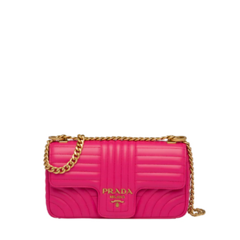 Prada Diagramme Medium Leather Bag Fuchsia