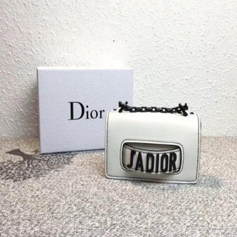 J’Adior Off-White Matte Calfskin Ultra Black Flap Bag