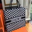 Dior Book Tote Bag In Black And White Checkered Canvas