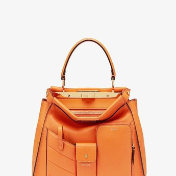 Fendi Peekaboo Iconic Medium Orange Leather Bag