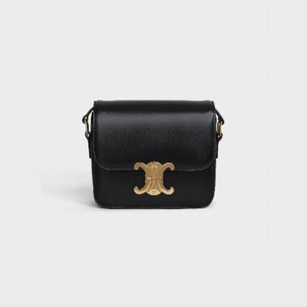 Celine Teen Triomphe Bag In Shiny Calfskin Black