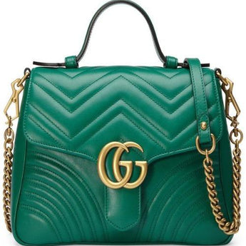 Gucci GG Marmont Small Top Handle Bag Emerald Matelassé