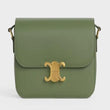 Celine Medium Triomphe Bag In Shiny Calfskin Light Khaki