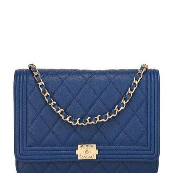 Chanel Le Boy Wallet On Chain – WOC Dark Blue Caviar Gold-Toned