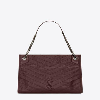 Saint Laurent Niki Medium Bag In Crinkled Vintage Leather Prunia