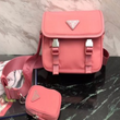 Prada Nylon And Saffiano Leather Shoulder Bag Pink