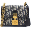 Dior Addict Flap Bag Blue Oblique Canvas With Chain