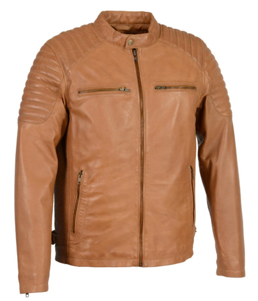 Leather Snap Collar Leather Jacket