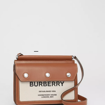 Burberry Mini Horseferry Print Title Bag With Pocket Detail Brown