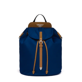 Prada Nylon And Saffiano Leather Backpack Blue
