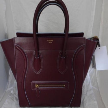 Celine Nano Luggage Tote Burgundy