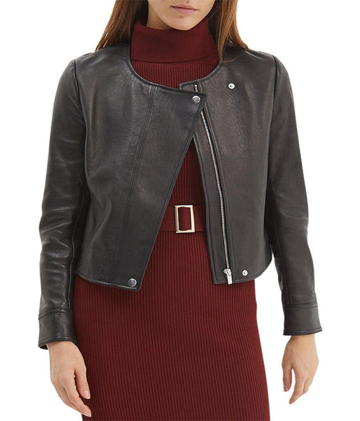 LILIA LEATHER CROPPED JACKET