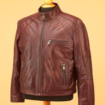 Brown men leather jacket