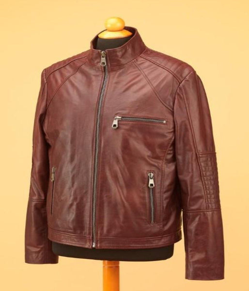 Brown men leather jacket