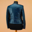 Blue women leather jacket