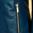 Blue women leather jacket