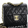 Chanel Mini Flap Bag Black Lambskin Gold Hardware