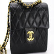 Chanel Mini Flap Bag Black Lambskin Gold Hardware