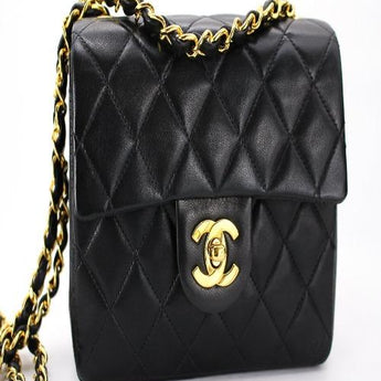 Chanel Mini Flap Bag Black Lambskin Gold Hardware