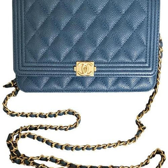 Chanel Le Boy Wallet On Chain – WOC Dark Blue Caviar Gold-Toned