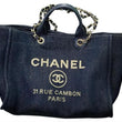 Chanel Deauville Fabric Tote Navy Blue/Gold